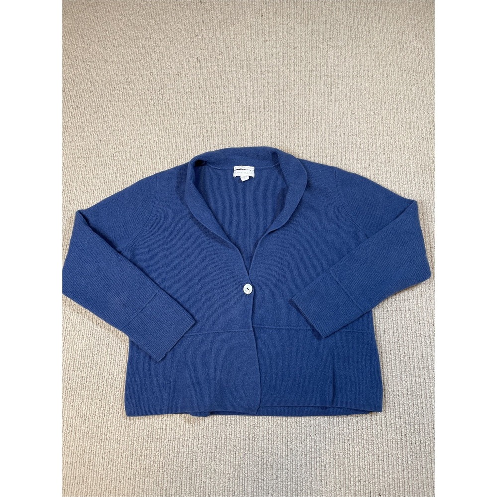 Charter Club Women Medium  2-Ply 100% Cashmere Cardigan Sweater Blue One Button